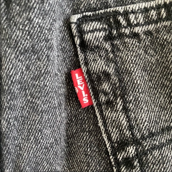 Levi's 501s Premium Denim Washed Black Grey Cut Off Distressed Jean Shorts - Picture 3 of 7